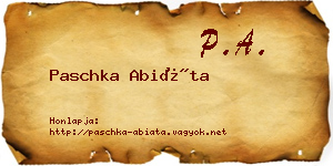 Paschka Abiáta névjegykártya